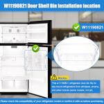 W11190821, W10805889 Door Shelf Bin Compatible with whirlpool, amana etc refrigerator(some models): WRT518SZFM00, WRT518SZFM02 etc, Door Bin Replacement W10805890, 4547029, AP6286731, PS12348848