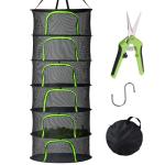 Herb Drying Rack Hanging Mesh 6 Layer - Ht 40", W 23.4"- with Double-Zipper, Garden Pruning Shear, S Hook, for Drying Herbs, Plants, Seeds, Buds | Outdoor, Hydroponics Herb Dryer Hanging Rack