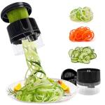 3-in-1 Vegetable Spiralizer Slicer, Adjustable Mandoline Spiral Cutter for Zucchini Noodles, Carrots, Cucumber (Black)