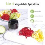 3-in-1 Vegetable Spiralizer Slicer, Adjustable Mandoline Spiral Cutter for Zucchini Noodles, Carrots, Cucumber (Black)