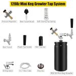 128oz Mini Keg Growler with Beer Tap Dispenser System, 3.6L Pressurized Stainless Steel Draft Beer Dispenser for Home, Portable Kegerator for Craft Beer Cider and Kombucha