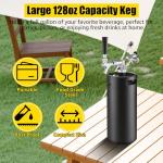 128oz Mini Keg Growler with Beer Tap Dispenser System, 3.6L Pressurized Stainless Steel Draft Beer Dispenser for Home, Portable Kegerator for Craft Beer Cider and Kombucha