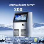 Coolski 200 lbs/24H Commercial Ice Maker Machine,45 Cubes/6mins, 35 lbs Ice Storage Capacity, Under Counter Ice Maker Self Cleaning, Stainless Steel Freestanding Ice Maker for Home Bar Restaurant