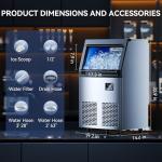 Coolski 200 lbs/24H Commercial Ice Maker Machine,45 Cubes/6mins, 35 lbs Ice Storage Capacity, Under Counter Ice Maker Self Cleaning, Stainless Steel Freestanding Ice Maker for Home Bar Restaurant