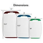 Neoflam Microban Antimicrobial Plastic Cutting Board 3 Sets, BPA Free, Non-Slip EZ Grip Handle, Dishwasher Safe, Stain & Odor Free, Reversible Board, Larger Juice Groove, Multicolor