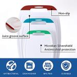 Neoflam Microban Antimicrobial Plastic Cutting Board 3 Sets, BPA Free, Non-Slip EZ Grip Handle, Dishwasher Safe, Stain & Odor Free, Reversible Board, Larger Juice Groove, Multicolor