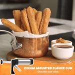 Churro Maker Machine, Stainless Steel Cookie Maker Machine with 8 Icing Piping Tips, 16discs, 2 Brushes, Long Needle and Nozzle Converter, Churro Maker Gun Kit with Piping Bag for Baking (style 1)