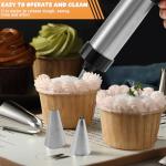 Churro Maker Machine, Stainless Steel Cookie Maker Machine with 8 Icing Piping Tips, 16discs, 2 Brushes, Long Needle and Nozzle Converter, Churro Maker Gun Kit with Piping Bag for Baking (style 1)