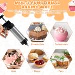 Churro Maker Machine, Stainless Steel Cookie Maker Machine with 8 Icing Piping Tips, 16discs, 2 Brushes, Long Needle and Nozzle Converter, Churro Maker Gun Kit with Piping Bag for Baking (style 1)