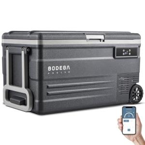 BODEGA BODEGACOOLER 12 Volt Car Refrigerator,80 Quarts Portable Fridge,75L RV Freezer Single Zone,with APP Control,-4℉-68℉ Car Cooler,12/24V DC & 100-240V AC for Travel, Camping,Outdoor,Truck,SUV