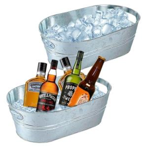 2 Pack Galvanized Tub Ice Bucket Large Metal Drink Buckets for Parties Beer Beverage Tub with Carry Handles for Champagne Cocktails Wine Cooling for Mimosa Bar Supplies 3 Gallon