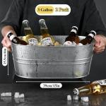 2 Pack Galvanized Tub Ice Bucket Large Metal Drink Buckets for Parties Beer Beverage Tub with Carry Handles for Champagne Cocktails Wine Cooling for Mimosa Bar Supplies 3 Gallon