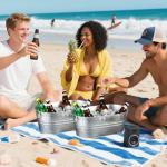 2 Pack Galvanized Tub Ice Bucket Large Metal Drink Buckets for Parties Beer Beverage Tub with Carry Handles for Champagne Cocktails Wine Cooling for Mimosa Bar Supplies 3 Gallon