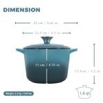 Flavehc Dutch Oven Pot with Lid 1.8 qt Cast Iron Dutch Oven for Bread Baking Slateblue Enameled Cast Iron Rice Pot with Handels