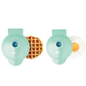 DASH Aqua Mini Waffle Maker and Griddle Set