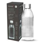 Mysoda Glass Carbonating Bottle 1L Silver - Compatible Only With MySoda Glassy Sparkling Water Maker - Quick-Lock Reusable Bottle - Lid and Base Made of Aluminium - BPA Free