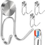 Buelkmag Magnetic Hooks Heavy Duty 304 Stainless Steel Hooks,Magnets Hanging Hooks for Refrigerator Grill Toolbox Cabins Outdoor,Cruise Essentials Camper Accessories,4pack(Silver,1.1in-2 40Lbs)