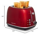 Roter Mond 2 Slice Toaster Retro Stainless Steel with Bagel, Cancel, and Defrost Functions, 6 Bread Shade Settings, Extra Wide Slots and Removable Crumb Tray, Red