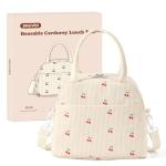 Snuvid Lunch Box for Women Adults, Reusable Cute Corduroy Lunch Tote Box with Large Capacity, Insulated Lunch Bag with Adjustable Shoulder Strap, Perfect for Work, Picnic, Office or Travel