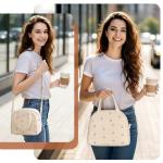 Snuvid Lunch Box for Women Adults, Reusable Cute Corduroy Lunch Tote Box with Large Capacity, Insulated Lunch Bag with Adjustable Shoulder Strap, Perfect for Work, Picnic, Office or Travel