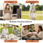 Snuvid Lunch Box for Women Adults, Reusable Cute Corduroy Lunch Tote Box with Large Capacity, Insulated Lunch Bag with Adjustable Shoulder Strap, Perfect for Work, Picnic, Office or Travel