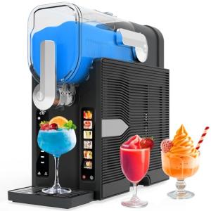 Roaaee Slushie Machine with Screen &Soft Ice Cream Maker -88oz Slushy Frozen Drink Maker for Home, No Ice Needed, 6 Preset Programs, Self-Clean, for Margaritas/Frappés/Milkshakes/Smoothies/Ice Cream
