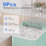 NEWBULIG Ice Makers Countertop with Handle, Portable Ice Machine, 9 Bullet Ice Cubes in 6 Mins, 26lbs in 24Hrs, Auto-Cleaning, with Basket and Scoop, for Home, Kitchen, RV, Camping, Green