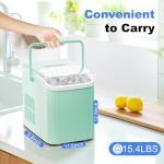 NEWBULIG Ice Makers Countertop with Handle, Portable Ice Machine, 9 Bullet Ice Cubes in 6 Mins, 26lbs in 24Hrs, Auto-Cleaning, with Basket and Scoop, for Home, Kitchen, RV, Camping, Green