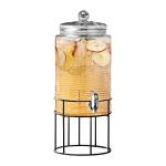 Style Setter Beverage Dispenser Cold Drink Dispenser Glass Jug, Metal Stand & Leak-Proof Acrylic Spigot Great for Parties, Weddings & More (Covina)