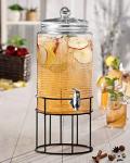 Style Setter Beverage Dispenser Cold Drink Dispenser Glass Jug, Metal Stand & Leak-Proof Acrylic Spigot Great for Parties, Weddings & More (Covina)