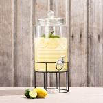 Style Setter Beverage Dispenser Cold Drink Dispenser Glass Jug, Metal Stand & Leak-Proof Acrylic Spigot Great for Parties, Weddings & More (Covina)