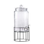 Style Setter Beverage Dispenser Cold Drink Dispenser Glass Jug, Metal Stand & Leak-Proof Acrylic Spigot Great for Parties, Weddings & More (Covina)
