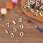100PCS 0.6inch Natural Wooden Numbers Mixed Wooden 0-9 Numbers Mini Unfinished Wooden Numbers for Homemade Arts DIY Project
