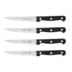 OLULU Steak Knives Set of 4, Stainless Steel Serrated Steak Knife Set, Dishwasher Safe (Unique Food Themed Design)