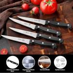 OLULU Steak Knives Set of 4, Stainless Steel Serrated Steak Knife Set, Dishwasher Safe (Unique Food Themed Design)