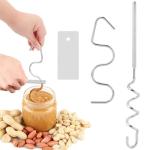 2 Pcs Peanut Butter Stirrer, 1 Pcs Peanut Butter Stirrer Tool for Most Powered Hand Mixers and Drills, 1 Pcs Peanut Butter Mixer for Manual, with 1 Pcs Scraper, for Peanut Butter and Nut