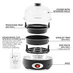 Elite Gourmet EGC007CHC# Rapid Egg Cooker, 7 Easy-To-Peel, Hard, Medium, Soft Boiled Eggs, Poacher, Omelet Maker, Auto Shut-Off, Alarm, 16-Recipe Booklet, Charcoal Grey