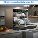 Dishwashers Drip Pan, Prevent Water Leakage and Protect Countertop & Floor, 23.6''x23.6'' Dishwasher Mat, Non-Slip & Leak-Proof Silicone Mat with 0.6'' Raised Edge, for Under Most Portable Dishwasher