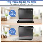 Dishwashers Drip Pan, Prevent Water Leakage and Protect Countertop & Floor, 23.6''x23.6'' Dishwasher Mat, Non-Slip & Leak-Proof Silicone Mat with 0.6'' Raised Edge, for Under Most Portable Dishwasher