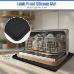 Dishwashers Drip Pan, Prevent Water Leakage and Protect Countertop & Floor, 23.6''x23.6'' Dishwasher Mat, Non-Slip & Leak-Proof Silicone Mat with 0.6'' Raised Edge, for Under Most Portable Dishwasher