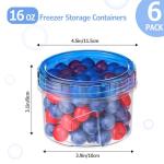 Winproper 6 Pack-16 OZ Freezer Storage Containers, Small Plastic Containers with Twist Top Lids, Round Food Storage Containers, Reusable Soup Container Microwave/Dishwasher Safe