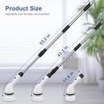 Electric Spin Scrubbers, Cordless Cleaning Brush, Versatile Floor Tile Scrubber Dual Speed with 6 Replaceable Heads and Adjustable Extension Handle for Efficient Bathroom Tub and Floor Cleaning-White