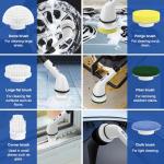 Electric Spin Scrubbers, Cordless Cleaning Brush, Versatile Floor Tile Scrubber Dual Speed with 6 Replaceable Heads and Adjustable Extension Handle for Efficient Bathroom Tub and Floor Cleaning-White