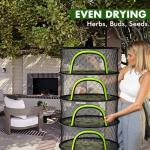 BRIVADO Herb Drying Rack Hanging Mesh 4 Layer 24" with Zipper, Garden Pruning Shear, Hook & Carabiner Clip for Drying Herbs, Plants, Seeds, Buds | Hydroponics & Grow Tents Herb Dryer Hanging Rack