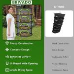 BRIVADO Herb Drying Rack Hanging Mesh 4 Layer 24" with Zipper, Garden Pruning Shear, Hook & Carabiner Clip for Drying Herbs, Plants, Seeds, Buds | Hydroponics & Grow Tents Herb Dryer Hanging Rack