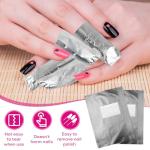 400 pcs Nail Polish Remover Foil Nail Wraps, Nail Foils Soak Off, Gel Finger Polish Remover Foil Wraps with Pre-attached Lint Free Larger Cotton Pad for Nails Removal