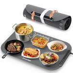 Kourice Food Warming Mat, Fast Heating Silicone Electric Warming Tray, 3 Temperature Settings, Auto Shut-Off Raised Feet Protects Table, Roll Up Food Warmer for Gatherings,Parties, Everyday Use