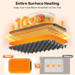 Kourice Food Warming Mat, Fast Heating Silicone Electric Warming Tray, 3 Temperature Settings, Auto Shut-Off Raised Feet Protects Table, Roll Up Food Warmer for Gatherings,Parties, Everyday Use