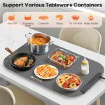 Kourice Food Warming Mat, Fast Heating Silicone Electric Warming Tray, 3 Temperature Settings, Auto Shut-Off Raised Feet Protects Table, Roll Up Food Warmer for Gatherings,Parties, Everyday Use