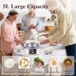 Low Carb Rice Cooker,5L Multifunction Smart Rice Cooker - 4H Keep Warm,Digital Display,Timer & Reservation Function,Suitable for Cooking,Simmering,Stewing,and Steaming(5L,Beige)